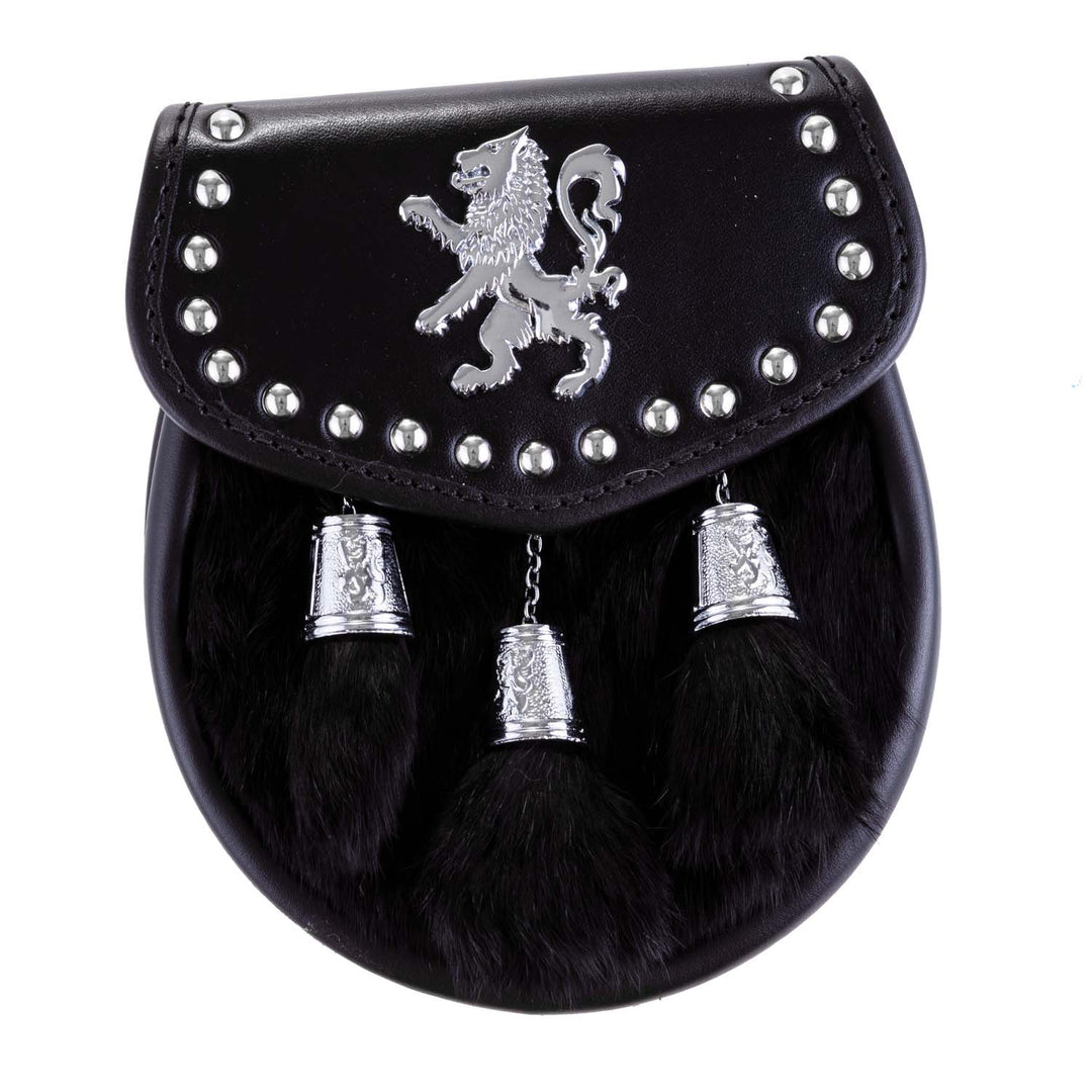 H/D Lion Rampant Studs Sporran Rabbit Fur