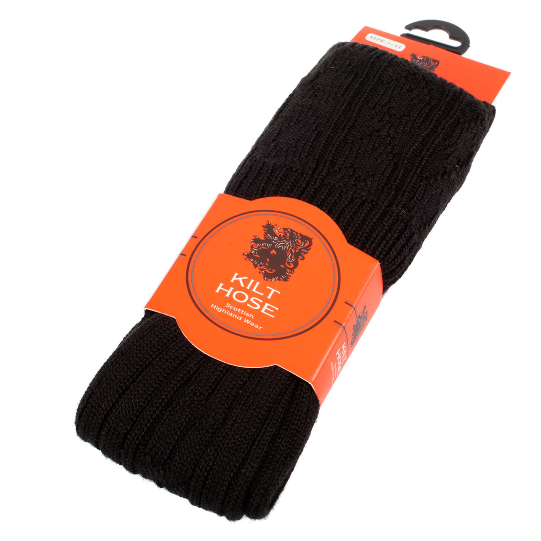 Adults 50% Plain Wool Kilt Socks Plain Black