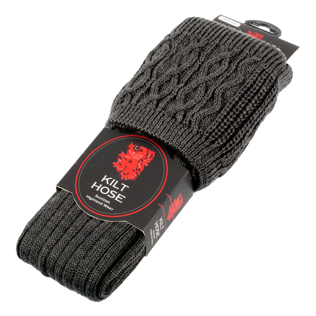 Adults 50% Plain Wool Kilt Socks Charcoal