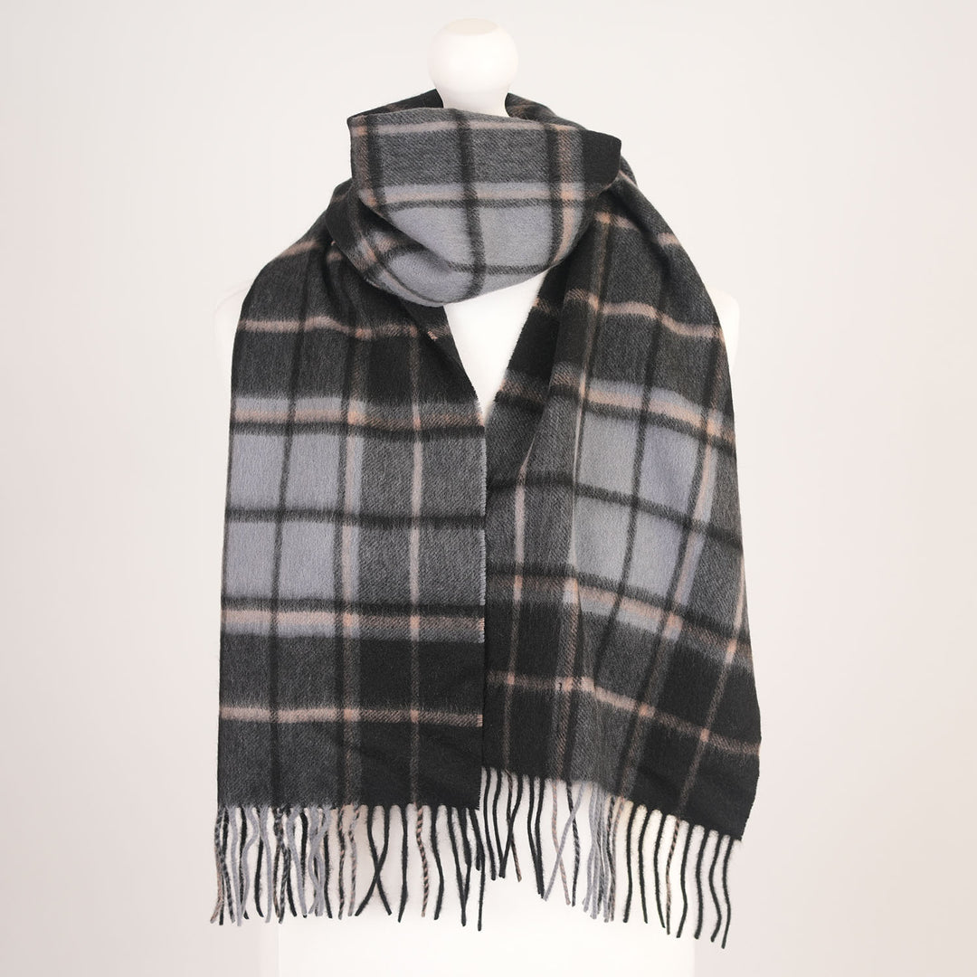 Edinburgh Cashmere Premium Lightweight Scarf - Ultra-Soft Luxury Wrap - FORRESTER BLACK BLUE