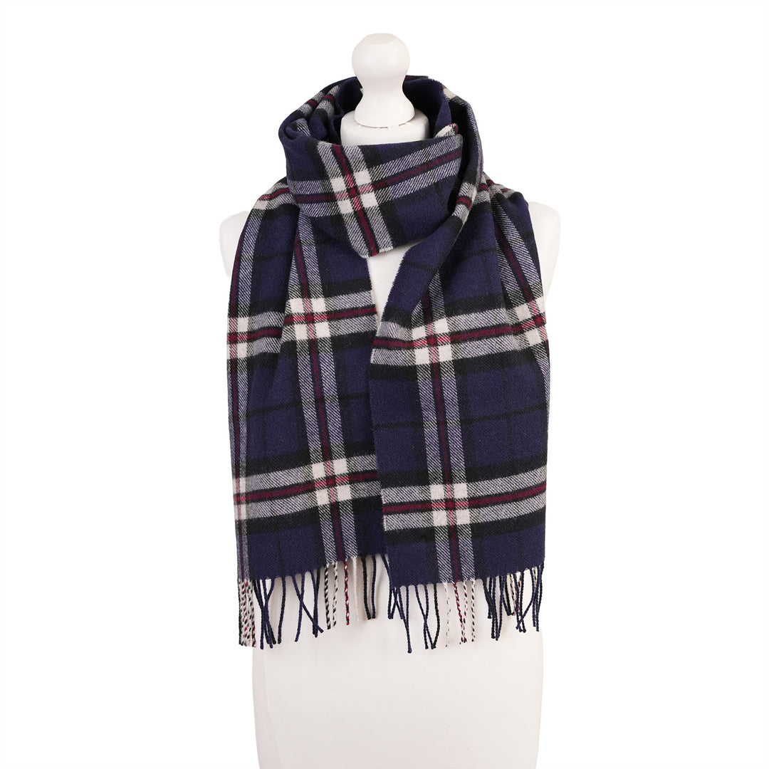 100% Lambswool Scarf – Traditional Tartan & Check Designs - Made in Scotland - Thomson Navy