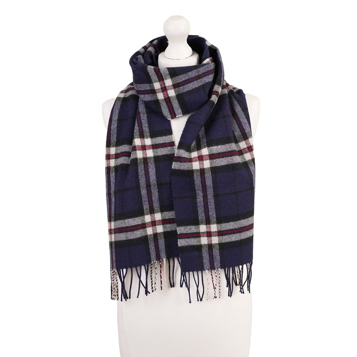 100% Lambswool Scarf – Traditional Tartan & Check Designs - Made in Scotland - Thomson Navy