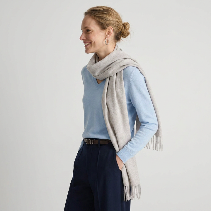 Edinburgh Cashmere Premium Lightweight Scarf - Ultra-Soft Luxury Wrap - OYSTER GREY