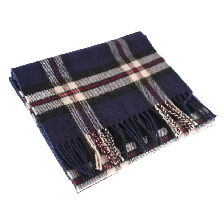 100% Lambswool Scarf – Traditional Tartan & Check Designs - Made in Scotland - Thomson Navy