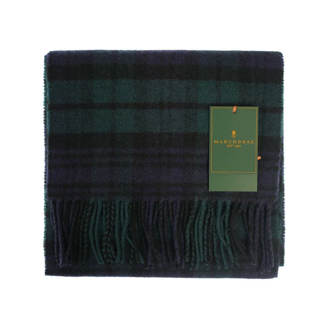 100% Lambswool Scarf – Traditional Tartan & Check Designs - Made in Scotland - Black Watch