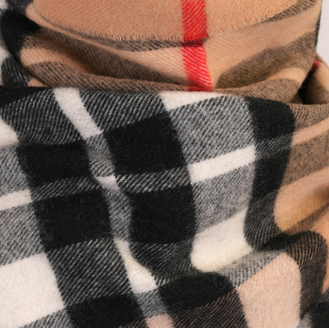 100% Lambswool Scarf – Traditional Tartan & Check Designs - Made in Scotland - Exploded Thomson Camel