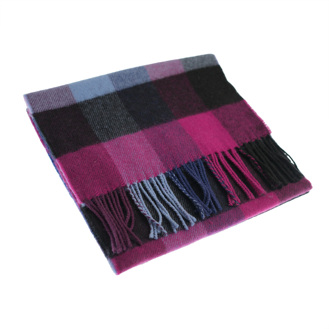 100% Lambswool Scarf – Traditional Tartan & Check Designs - Made in Scotland - 5 Square Purples