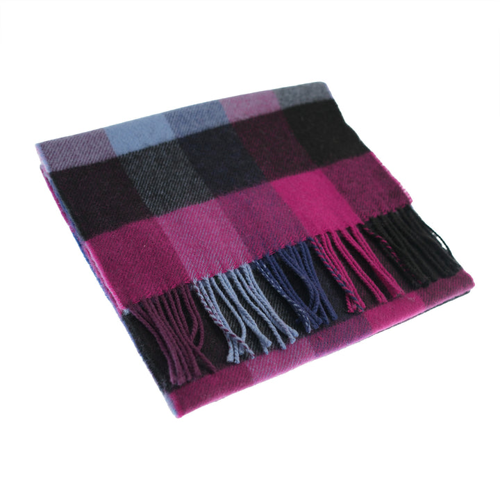 100% Lambswool Scarf – Traditional Tartan & Check Designs - Made in Scotland - 5 Square Purples