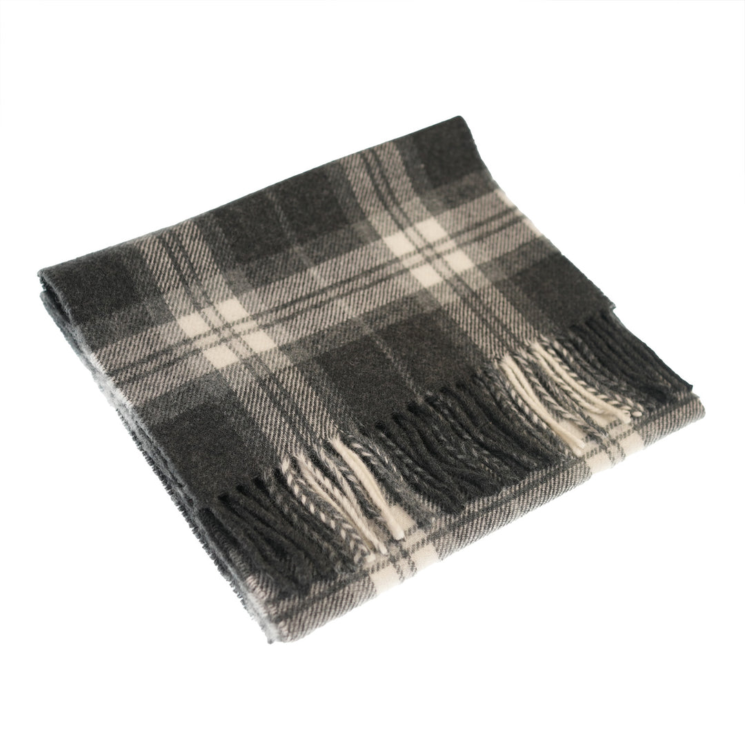100% Lambswool Scarf – Traditional Tartan & Check Designs - Made in Scotland - Thomson Charcoal