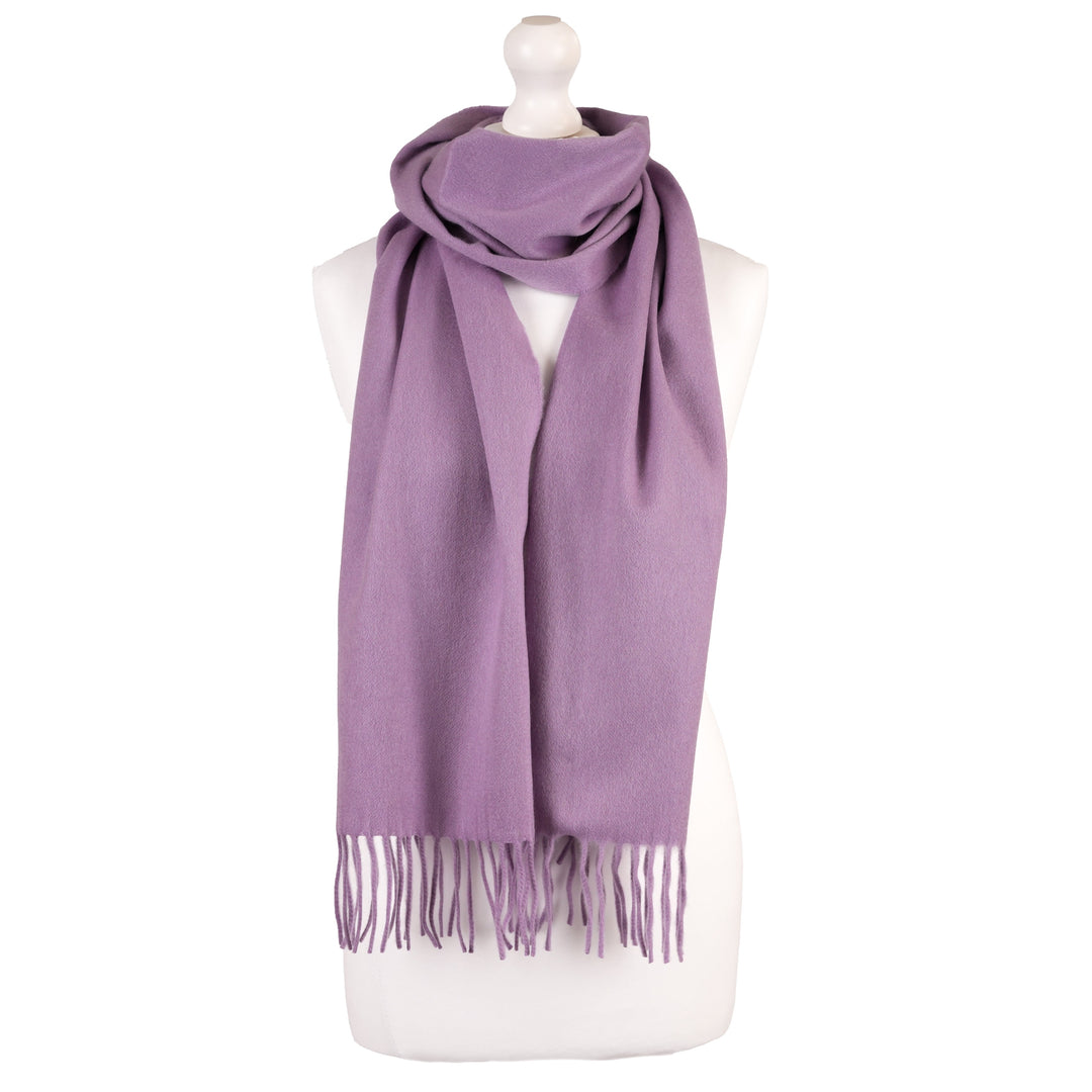 Balmoral 100% Cashmere Woven Scarf Tartan and Checks - Made in Scotland - PLAIN PURPLE
