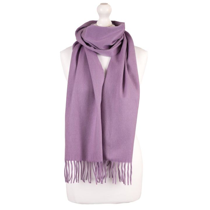 Balmoral 100% Cashmere Woven Scarf Tartan and Checks - Made in Scotland - PLAIN PURPLE
