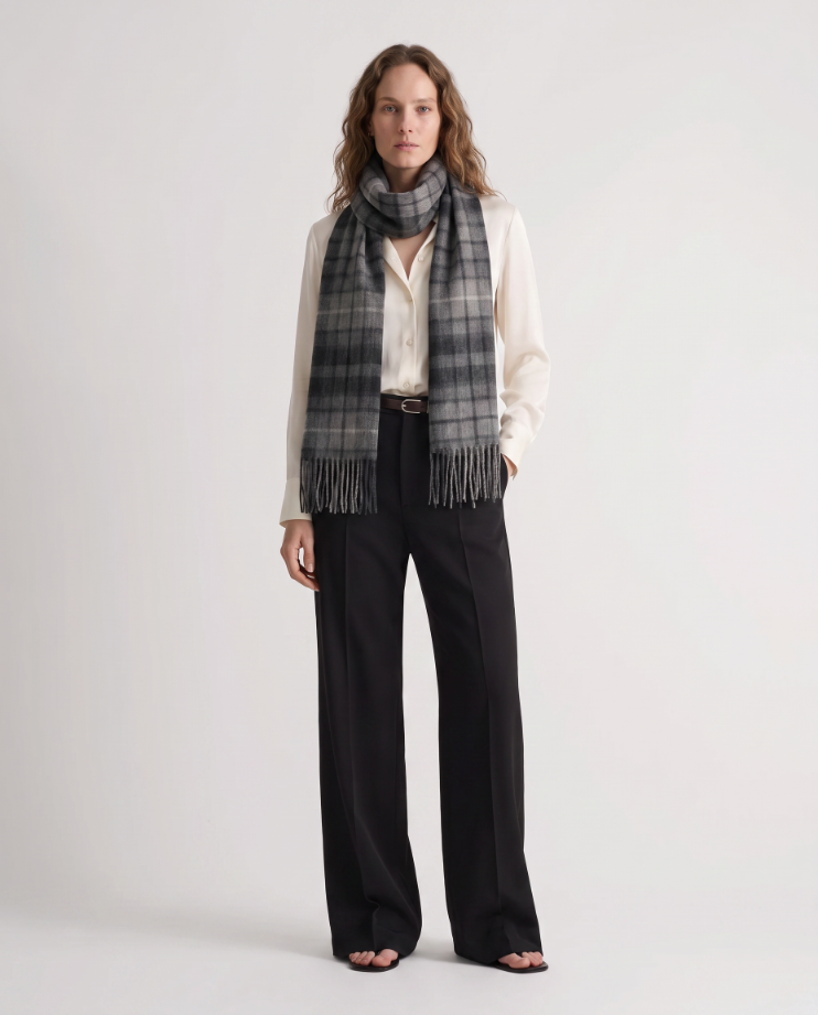 Edinburgh Cashmere Premium Lightweight Scarf - Ultra-Soft Luxury Wrap - MONOCHROME BUCHANAN