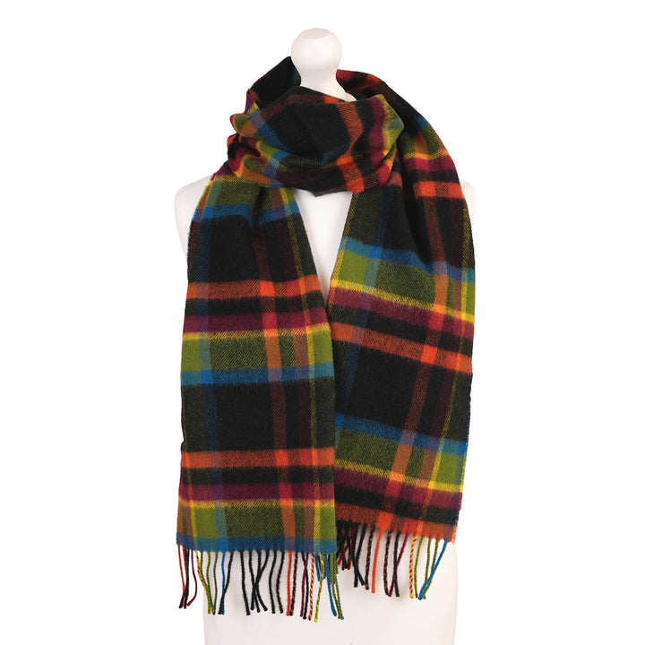 100% Lambswool Scarf – Traditional Tartan & Check Designs - Made in Scotland - Abstract Bright