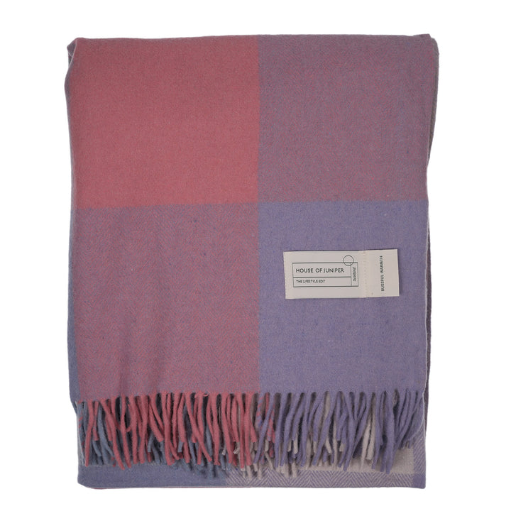 The Cosy Check – Recycled Wool Block-Check Herringbone Blanket - PASTLES