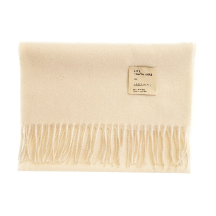 Balmoral 100% Cashmere Woven Scarf Tartan and Checks - Made in Scotland - PLAIN WHITE