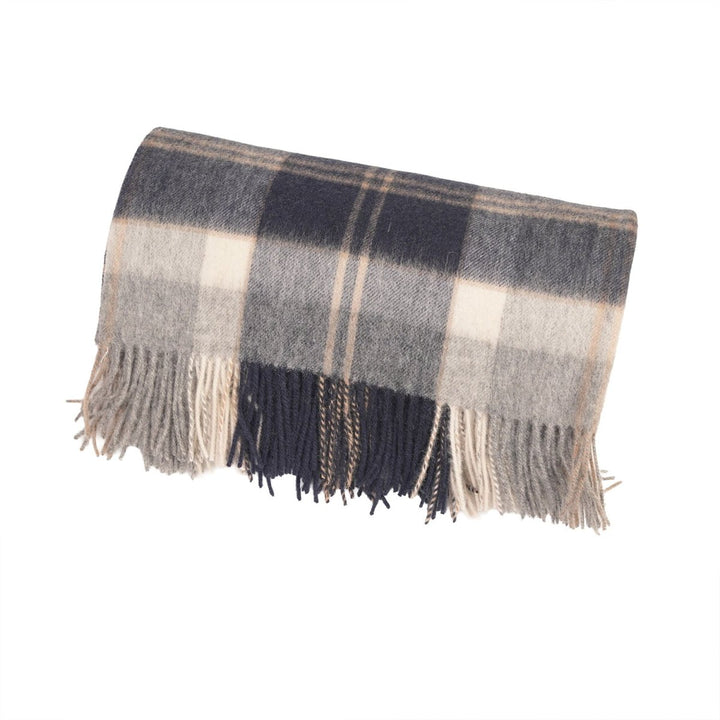 100% Pure Lambswool Blanket Throw – Luxury Soft Warm Wool Blanket - Home Décor - BANNOCKBANE SILVER
