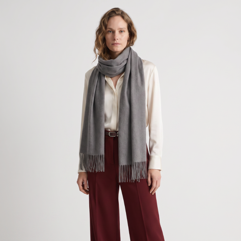 Edinburgh Cashmere Premium Lightweight Scarf - Ultra-Soft Luxury Wrap - CHARCOAL
