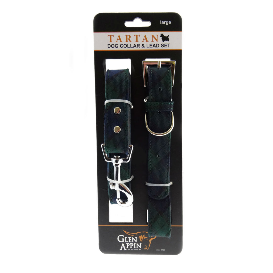 Scottish Tartan Dog Collar & Lead Set – Highland Walks - Black Watch