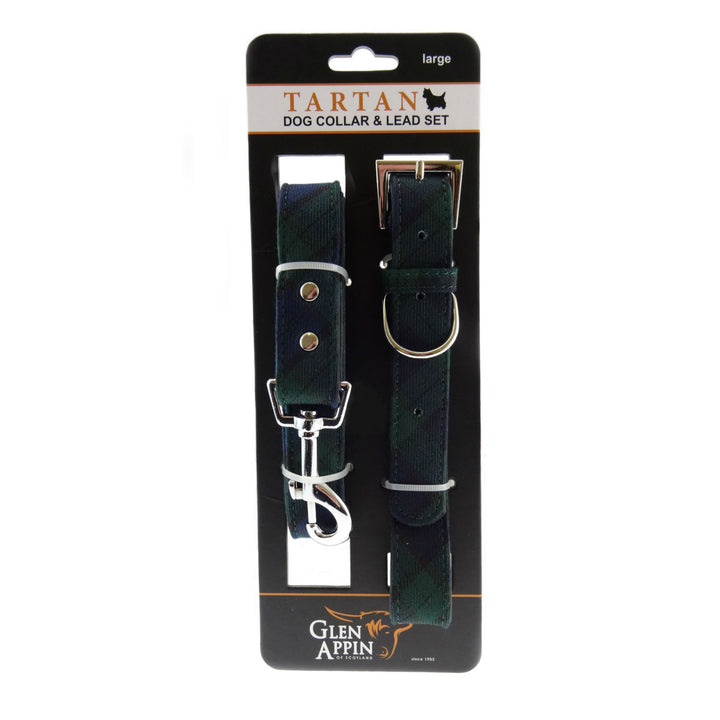 Scottish Tartan Dog Collar & Lead Set – Highland Walks - Black Watch