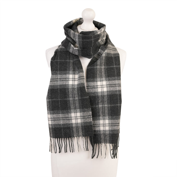 100% Lambswool Scarf – Traditional Tartan & Check Designs - Made in Scotland - Thomson Charcoal