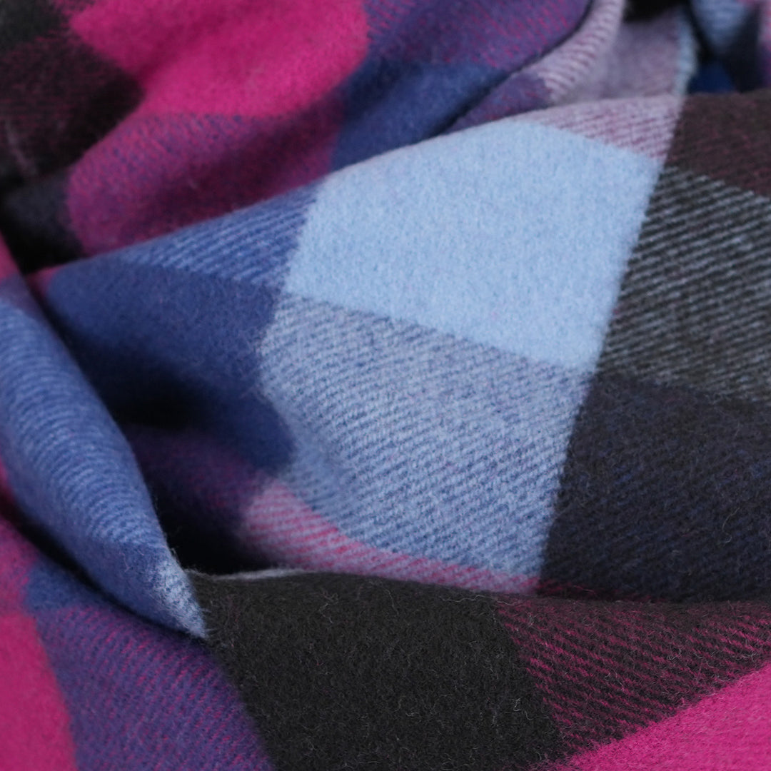 100% Lambswool Scarf – Traditional Tartan & Check Designs - Made in Scotland - 5 Square Purples