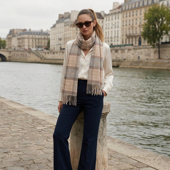 Edinburgh Cashmere Premium Lightweight Scarf - Ultra-Soft Luxury Wrap - MACKELLAR NATURAL