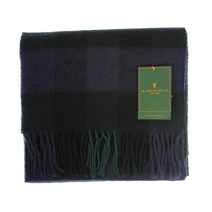 100% Lambswool Scarf – Traditional Tartan & Check Designs - Made in Scotland - 5 Square Tartan - Blue/Green
