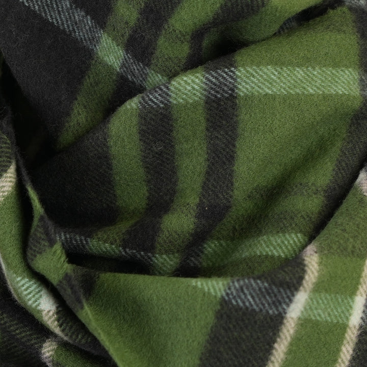 100% Lambswool Scarf – Traditional Tartan & Check Designs - Made in Scotland - Amy Green Black