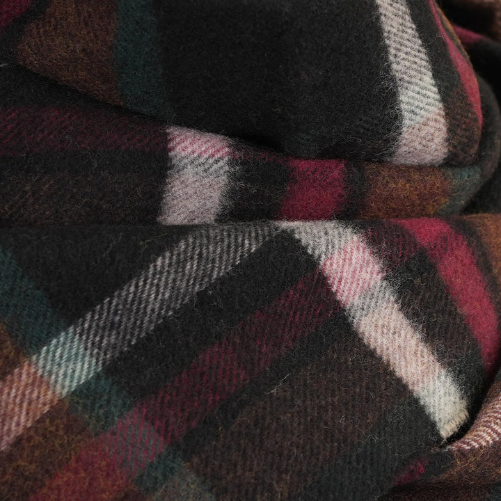 100% Lambswool Scarf – Traditional Tartan & Check Designs - Made in Scotland - Abstract Dark