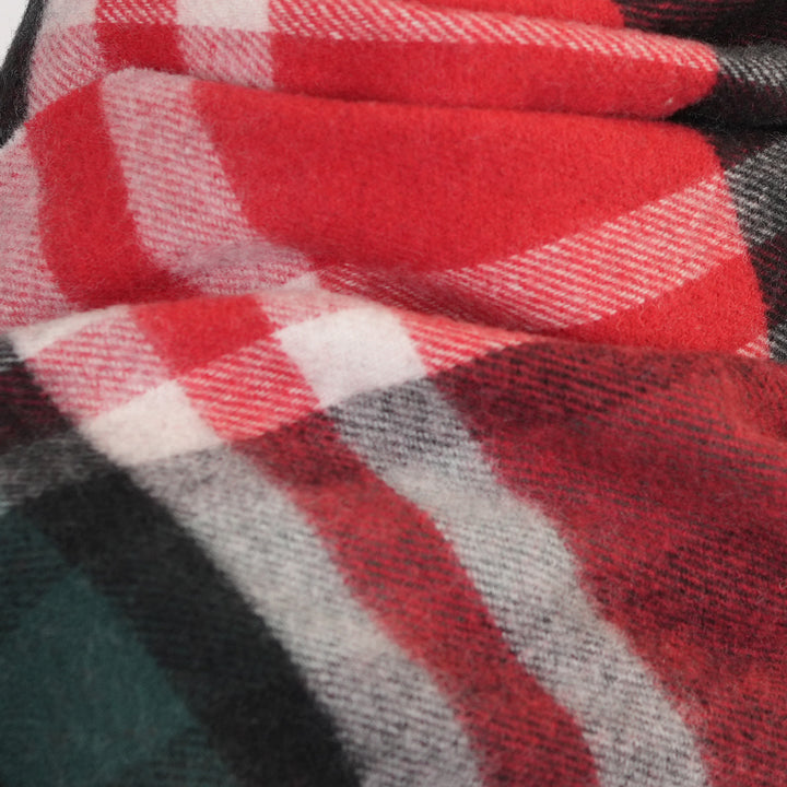 100% Lambswool Scarf – Traditional Tartan & Check Designs - Made in Scotland - Fashion Check Red/ Green