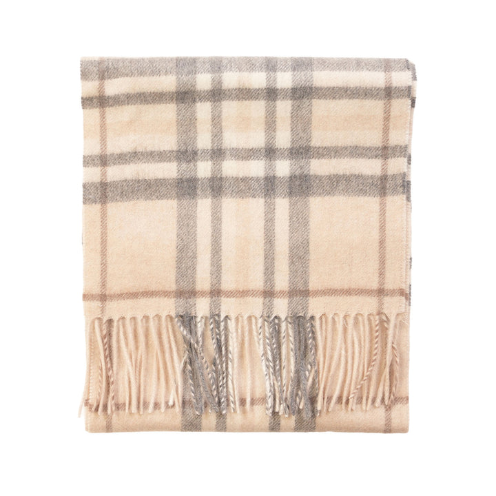 Edinburgh Cashmere Premium Lightweight Scarf - Ultra-Soft Luxury Wrap - HIGHLIGHT CHECK - OLIVE/BROWN/OYSTER