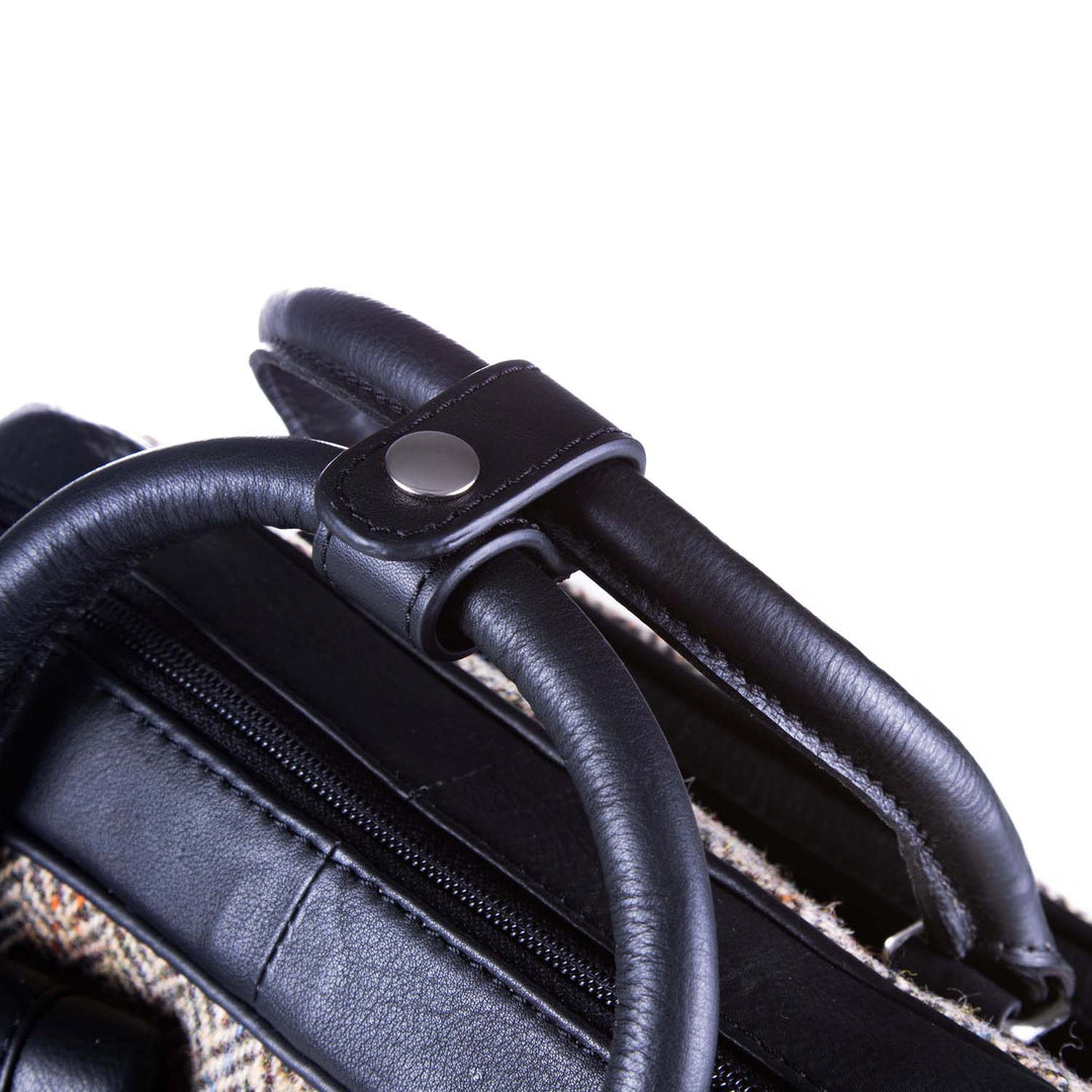 Ht Leather Large Backpack Tan & Brown Herringbone / Black
