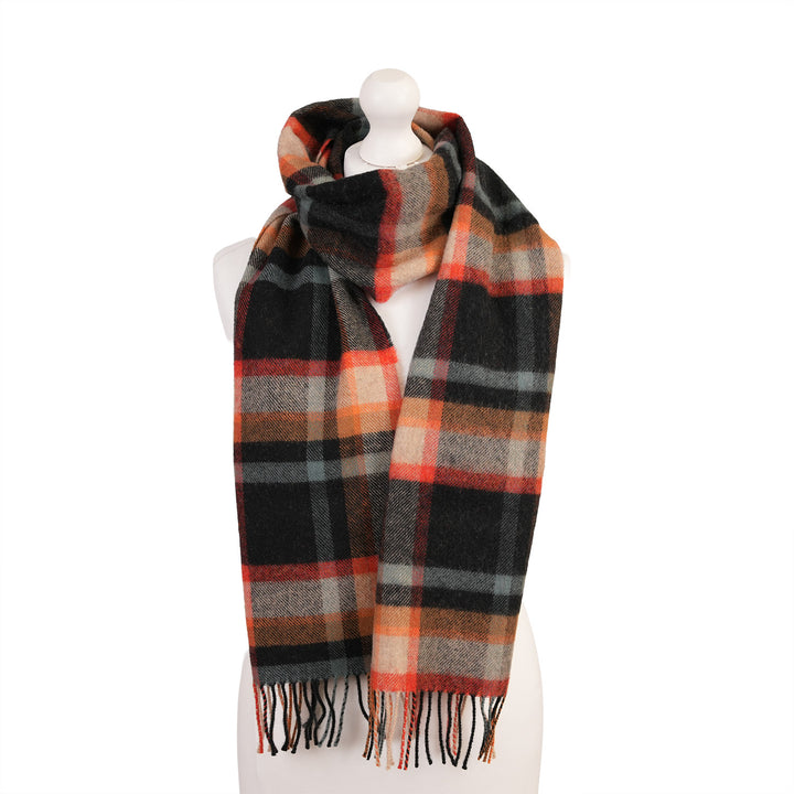 100% Lambswool Scarf – Traditional Tartan & Check Designs - Made in Scotland - Abstract Spice
