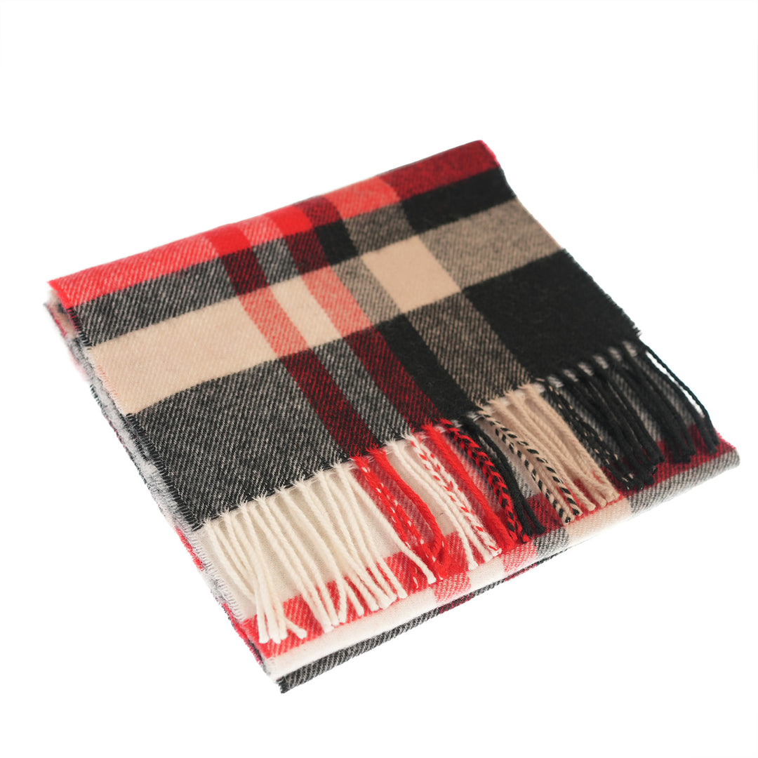 100% Lambswool Scarf – Traditional Tartan & Check Designs - Made in Scotland - Fashion Check Camel