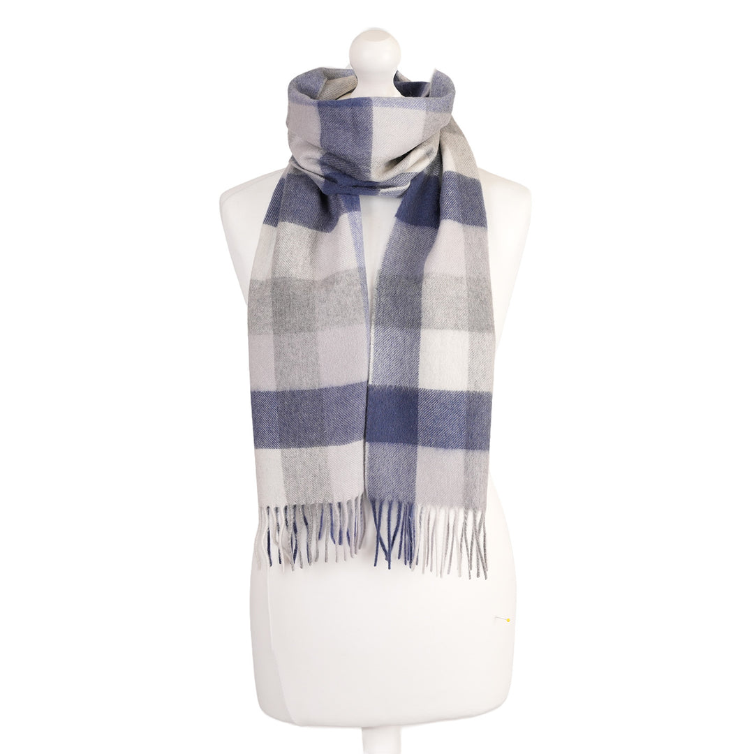 Edinburgh Cashmere Scarf  5 Square Tartan - Blue/Green