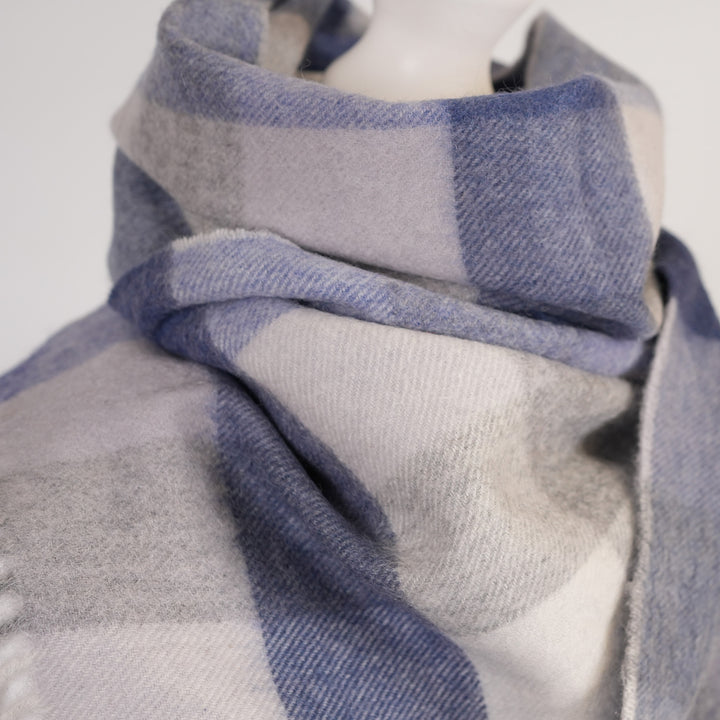 Edinburgh Cashmere Scarf  5 Square Tartan - Blue/Green