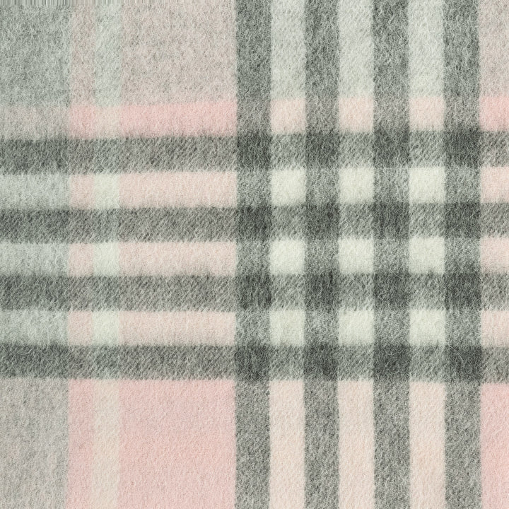 Edinburgh 100% Lambswool Scarf  Chequer Tartan Light Pink And Grey