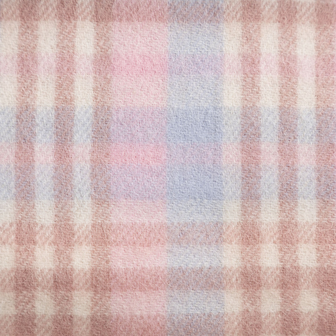 Edinburgh 100% Lambswool Scarf  Cluster Gingham 27622 Lilac/Pink/White