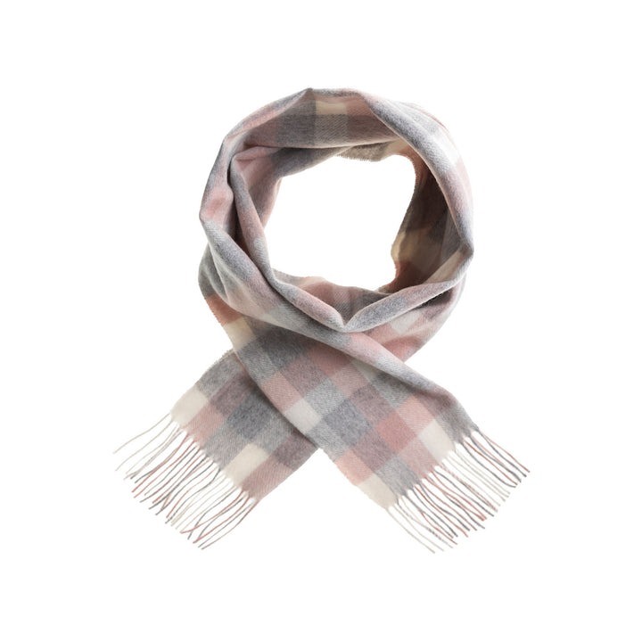 Edinburgh 100% Lambswool Scarf  Cluster Gingham 27622 Lilac/Pink/White