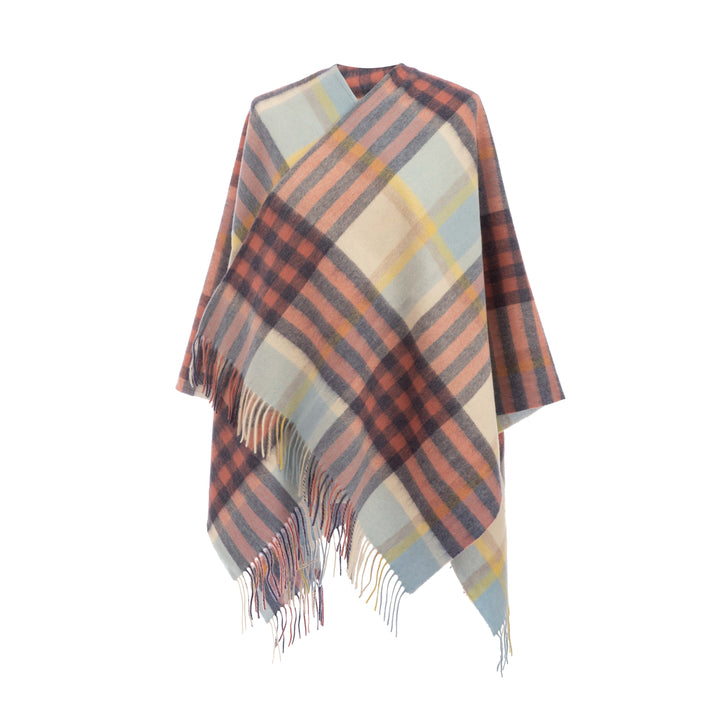 Ladies Mini Lambswool Cape Chequer Tartan - Pastel Pink