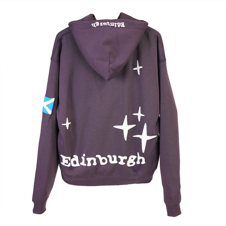 Adults Edinburgh 3D Puff Print Hoodie – Purple Scotland Hooded Sweatshirt