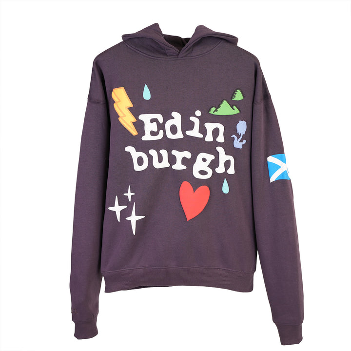 Adults Edinburgh 3D Puff Print Hoodie – Purple Scotland Hooded Sweatshirt