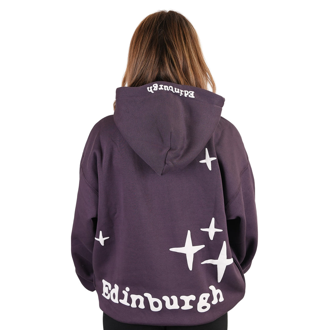 Adults Edinburgh 3D Puff Print Hoodie – Purple Scotland Hooded Sweatshirt