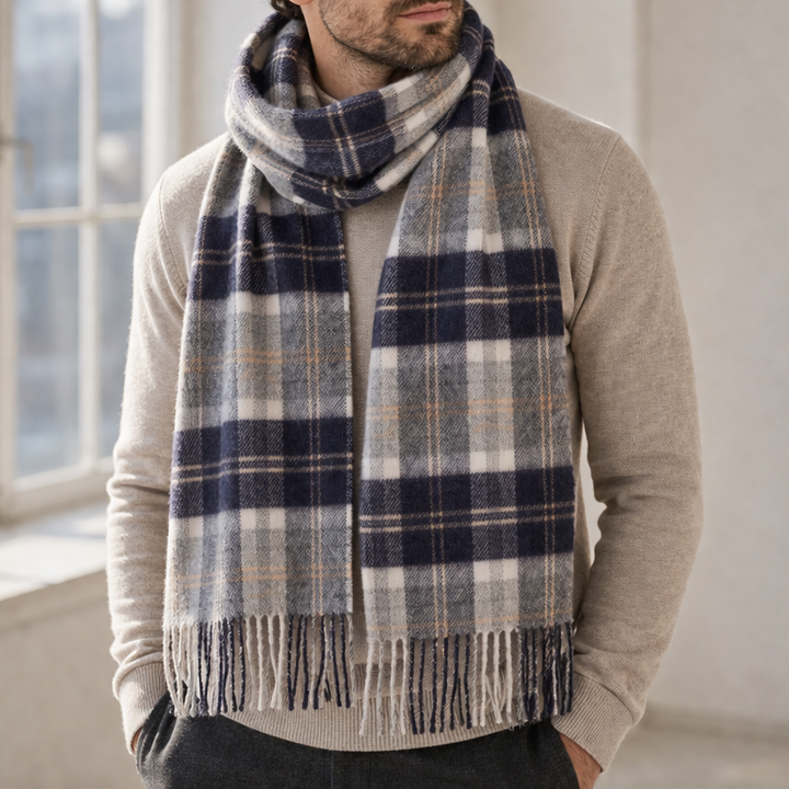 100% Lambswool Scarf – Traditional Tartan & Check Designs - Made in Scotland - Bannockbane Silver