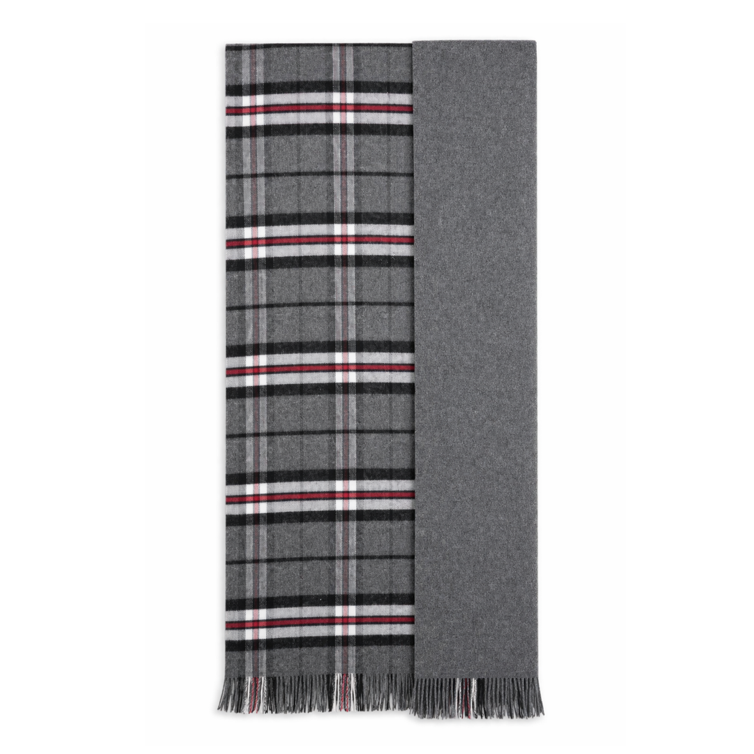 The Highland Wrap: Reversible Ultra-Soft Tartan Stole - Thompson Grey