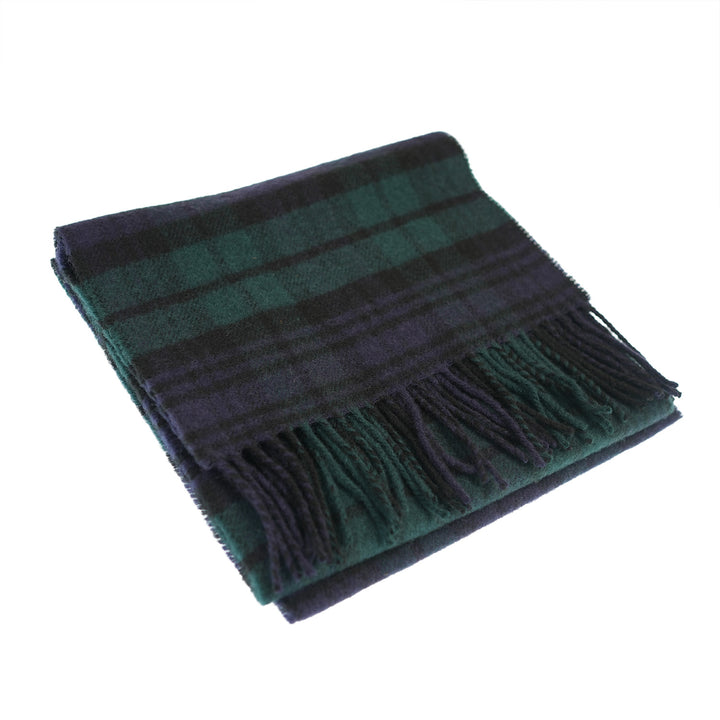 100% Lambswool Scarf – Traditional Tartan & Check Designs - Made in Scotland - Black Watch
