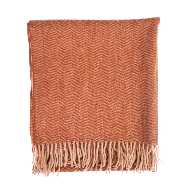 Recycled Wool Herringbone Knee Blanket – Pastel Fringed Throw - SPICE