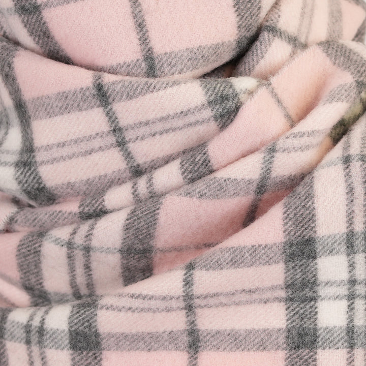 100% Lambswool Scarf – Traditional Tartan & Check Designs - Made in Scotland - Thomson Pink