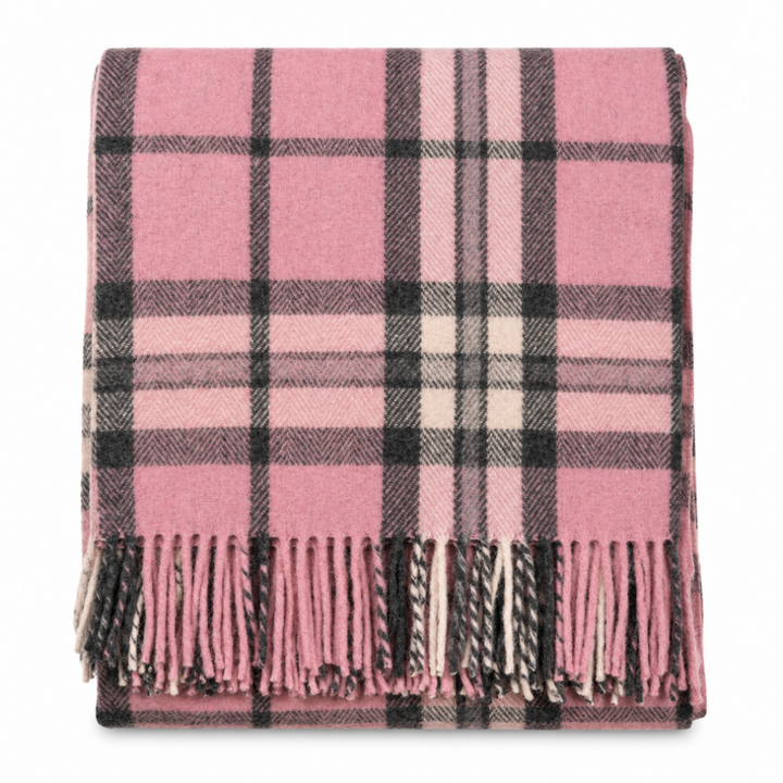 Scottish Tartan Wool-Blend Blanket Throw – Highland Comfort - THOMSON PINK