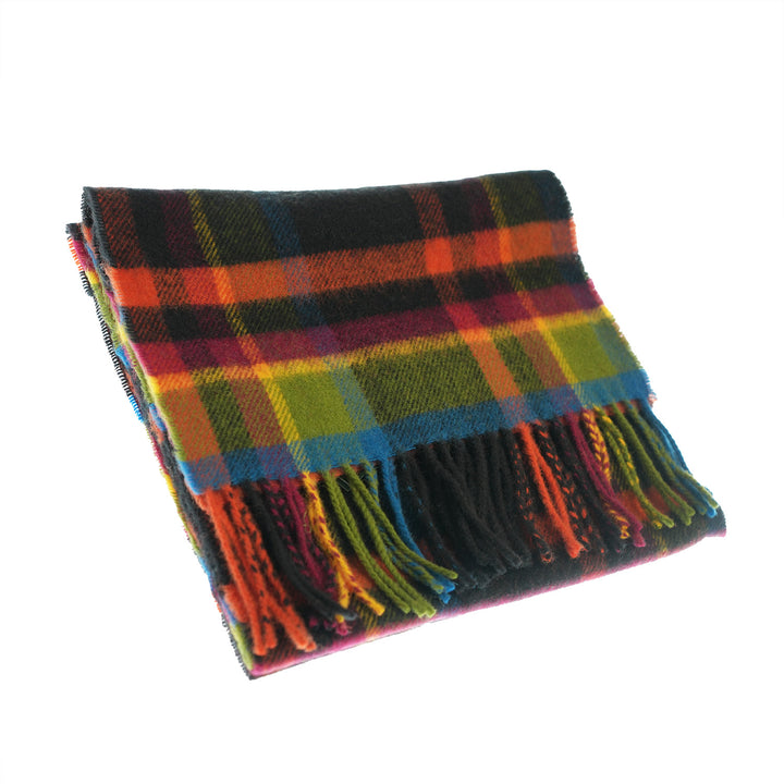 100% Lambswool Scarf – Traditional Tartan & Check Designs - Made in Scotland - Abstract Bright